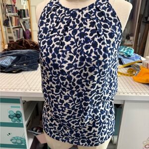 Cynthia Rowley Navy and White Floral Blouse